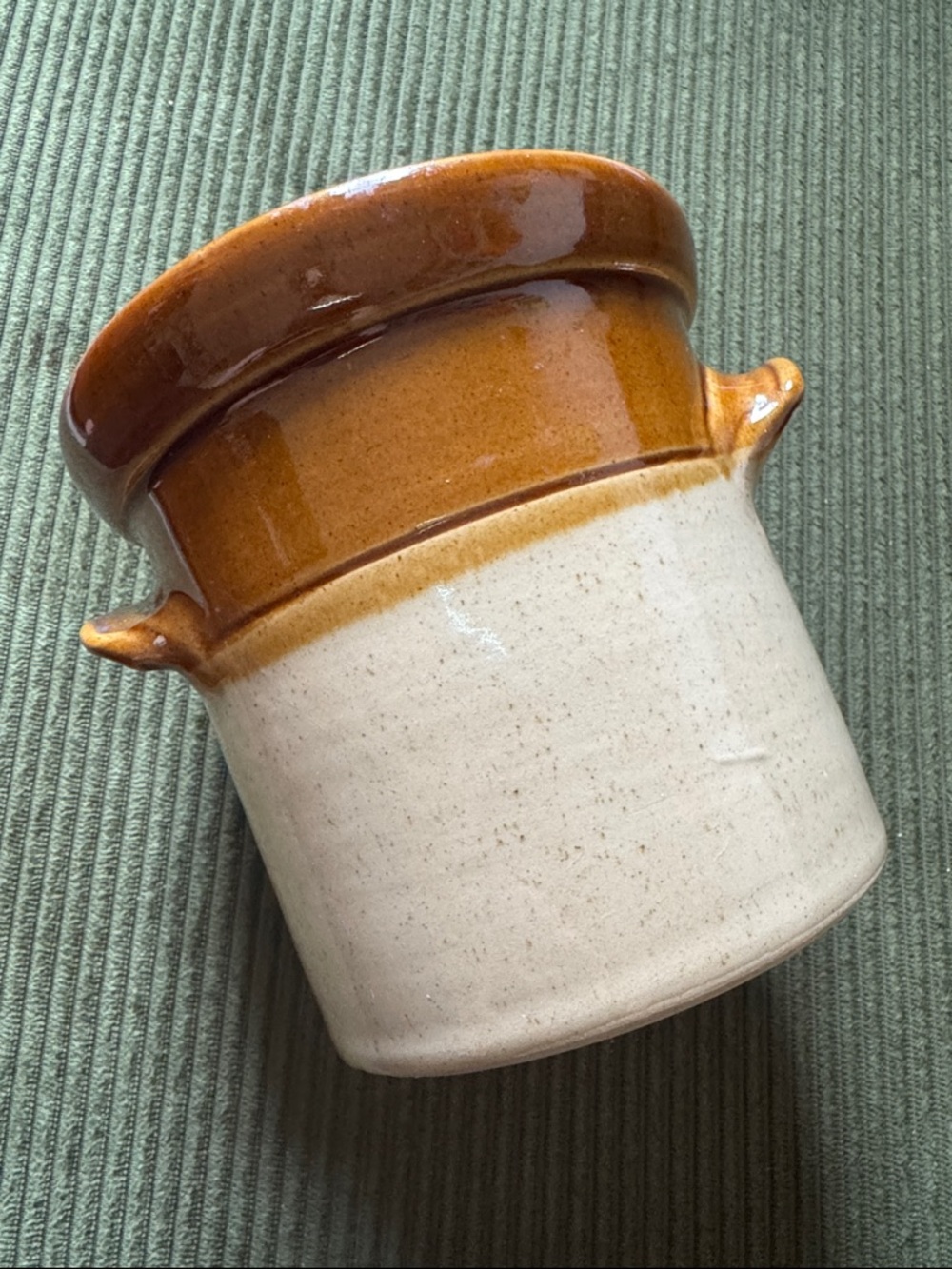 Pearson of Chesterfield Two-Tone Stoneware Crock Jar - Brown & Tan